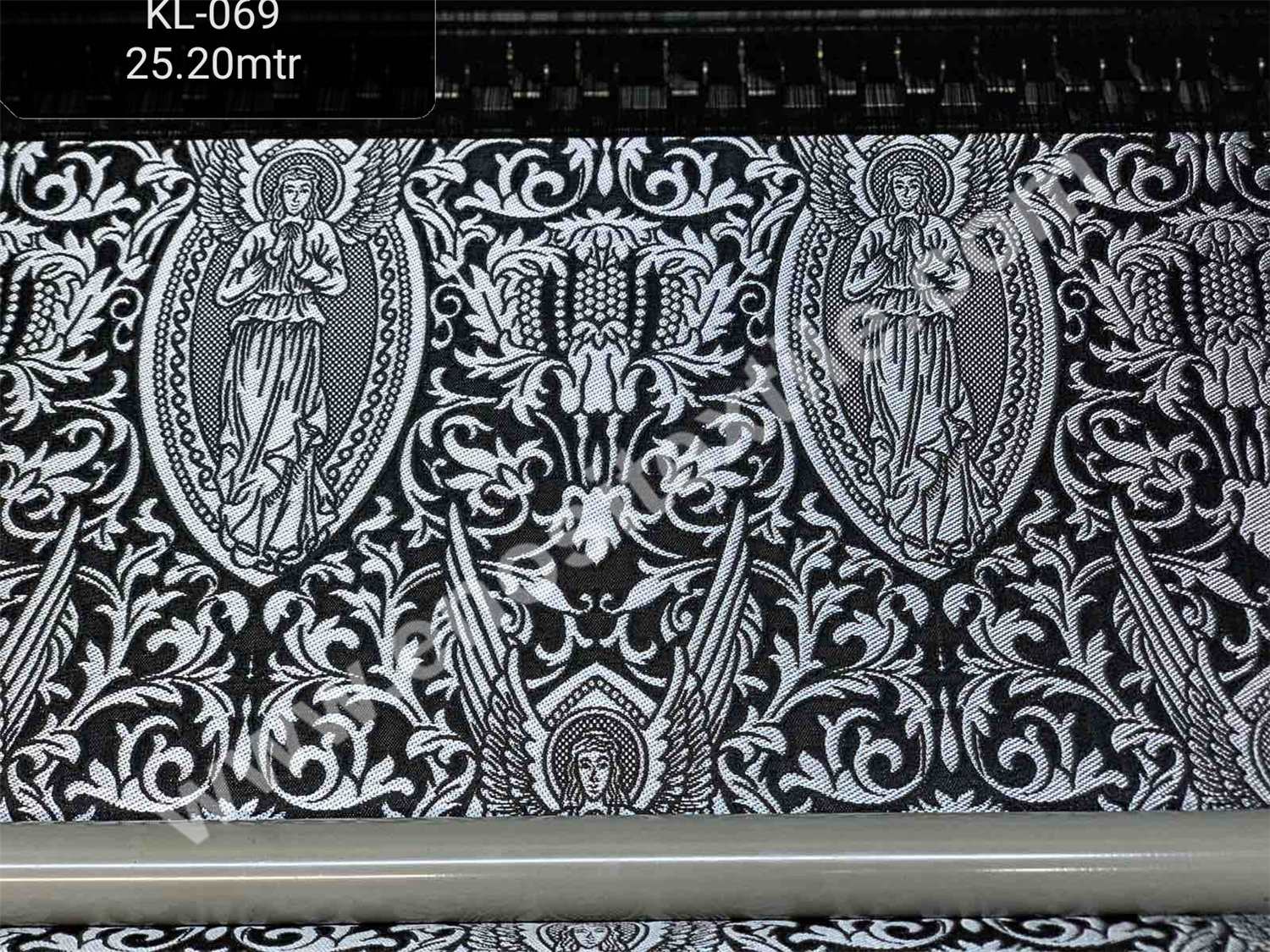 KL-069 Black-Silver Brocade Fabrics